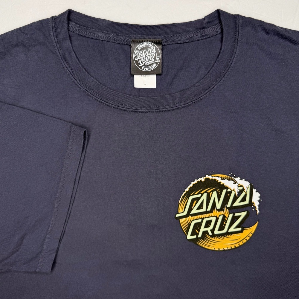 Santa Cruz T-Shirt Mens Large Blue Wave Dot Graphic Skateboard Surf Wave Logo